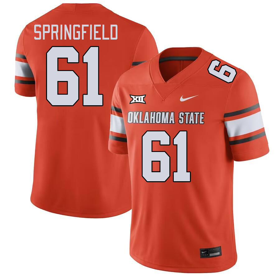 Oklahoma State Cowboys #61 Jake Springfield College Football Jerseys Stitched Sale-Orange
